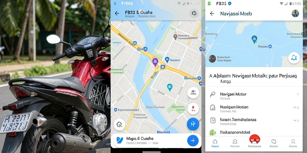 Antarmuka FB333 menampilkan peta navigasi untuk pengendara motor.