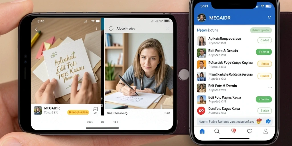 Screenshot utama MEGAIDR menampilkan antarmuka editing foto kertas kaca yang menarik.