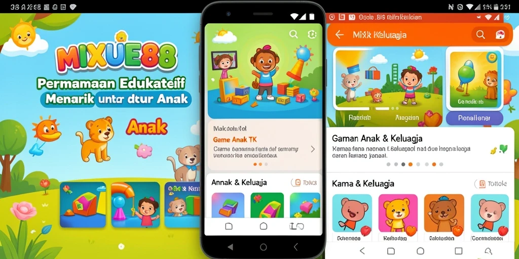 Antarmuka cerah dan interaktif dari aplikasi Game Anak TK MIXUE88.
