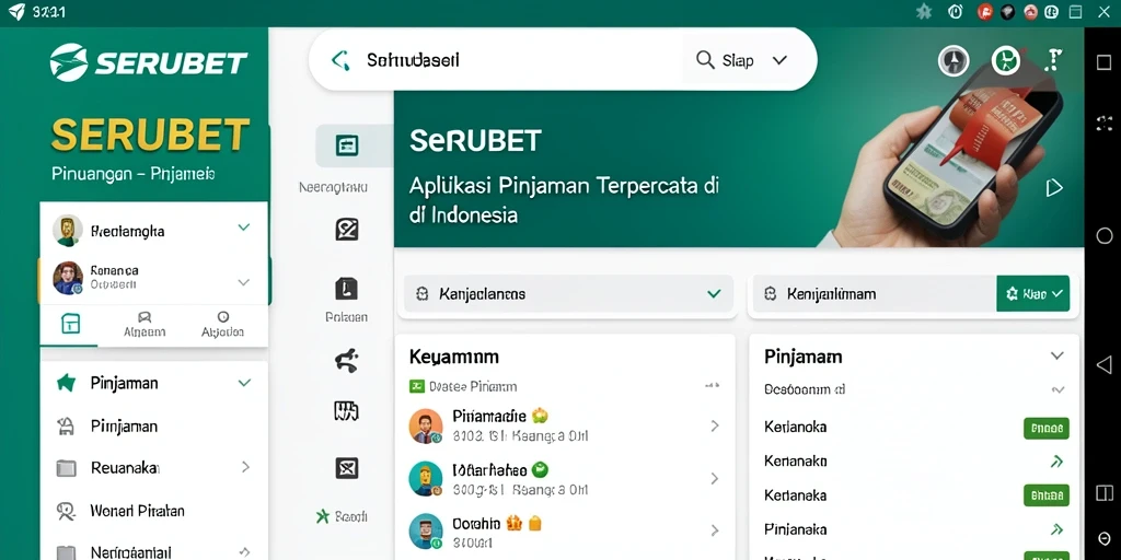 Antarmuka aplikasi Pinjaman SERUBET yang user-friendly dan informatif.